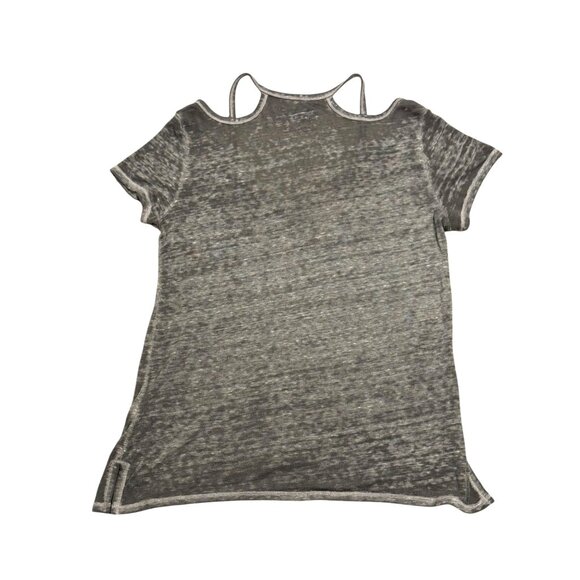 Journey Lucky Brand T-Shirt Tee Cold Shoulder Cutouts Gray Relaxed Size S - Picture 5 of 10